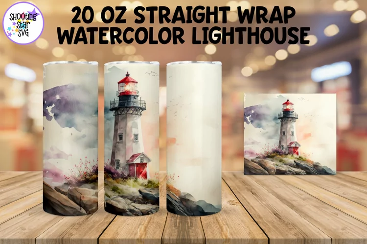Watercolor Lighthouse Sublimation Tumbler Wrap