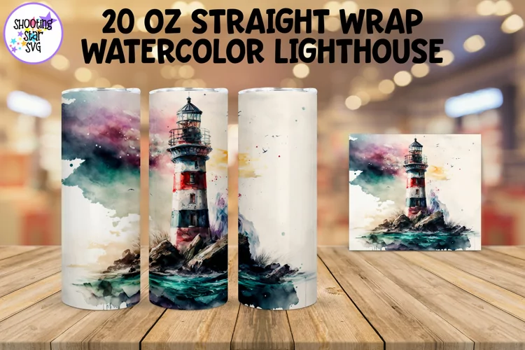 Watercolor Lighthouse Sublimation Tumbler Wrap