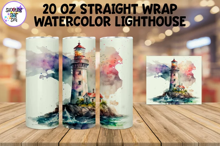 Watercolor Lighthouse Sublimation Tumbler Wrap