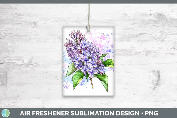 Watercolor Lilac Air Freshener Sublimation Car Freshener Des