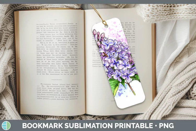 Watercolor Lilac Bookmark Sublimation Printable Designs