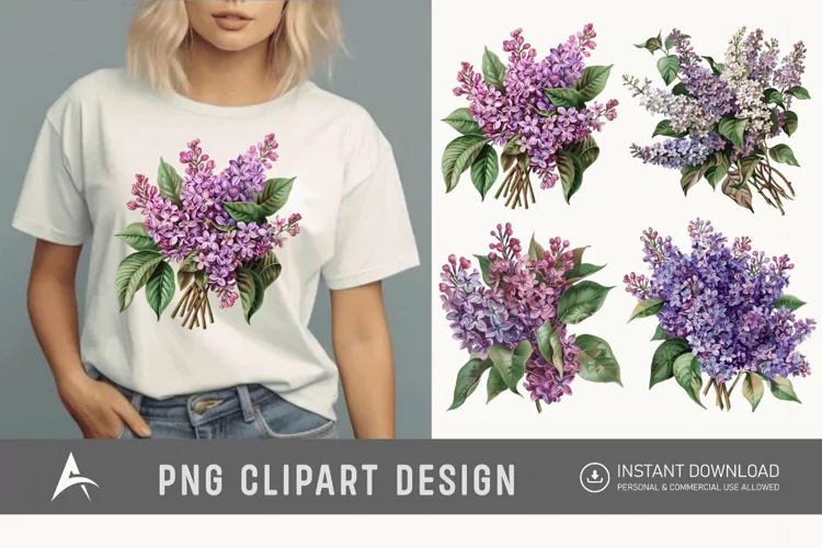 Watercolor Lilac Bouquet Clipart