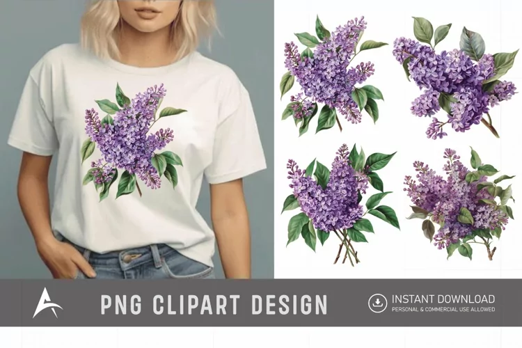 Watercolor Lilac Bouquet Clipart