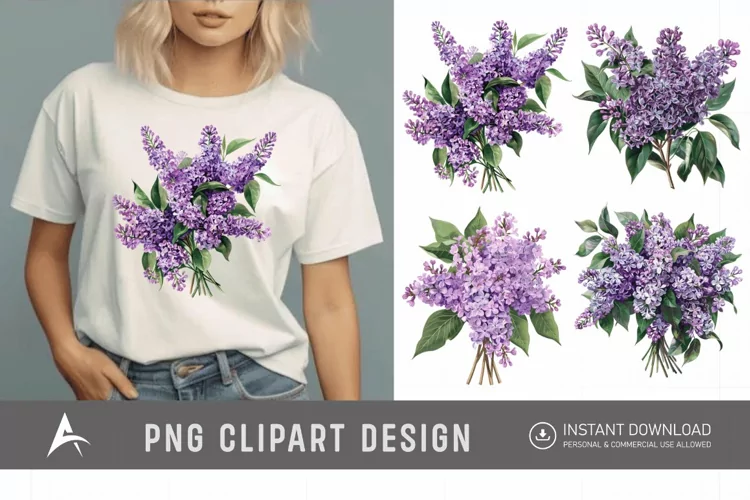 Watercolor Lilac Bouquet Clipart