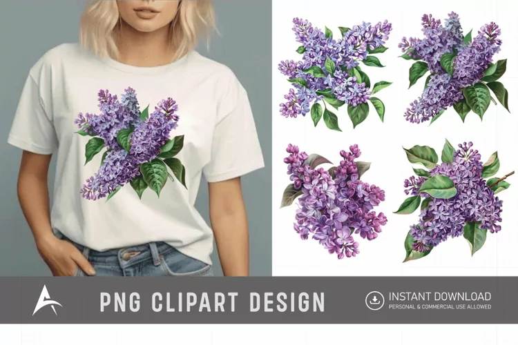 Watercolor Lilac Bouquet Clipart
