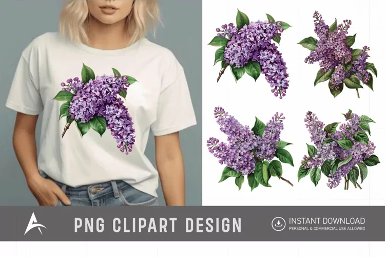 Watercolor Lilac Bouquet Clipart