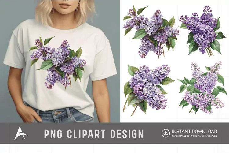 Watercolor Lilac Bouquet Clipart