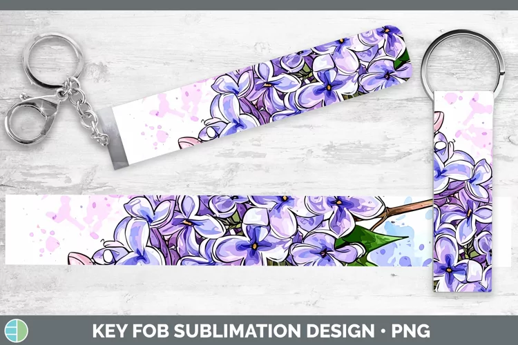 Watercolor Lilac Key Fob Sublimation Wristlet Designs