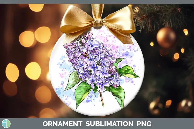 Watercolor Lilac Ornament Sublimation Bauble Designs