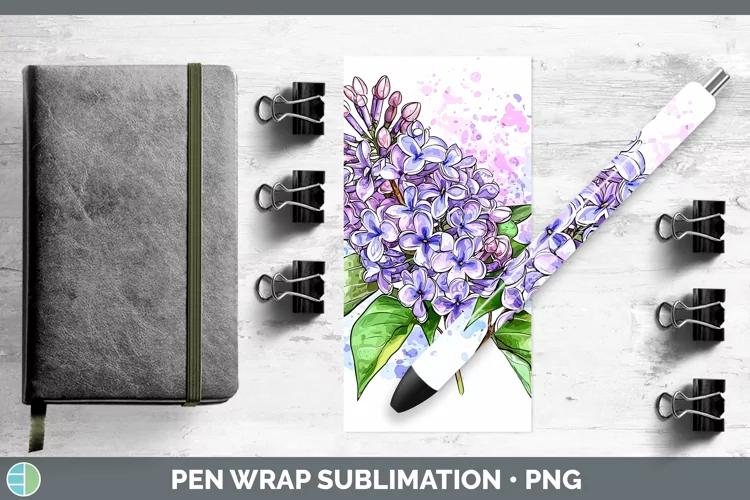 Watercolor Lilac Pen Wrap Sublimation Pen Designs