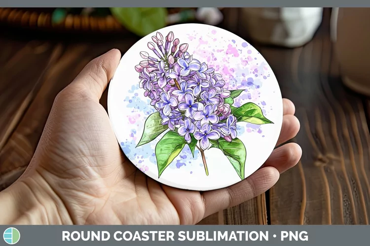 Watercolor Lilac Round Coaster Sublimation Coaster Designs