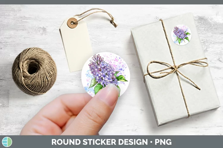 Watercolor Lilac Stickers | Round Labels Designs