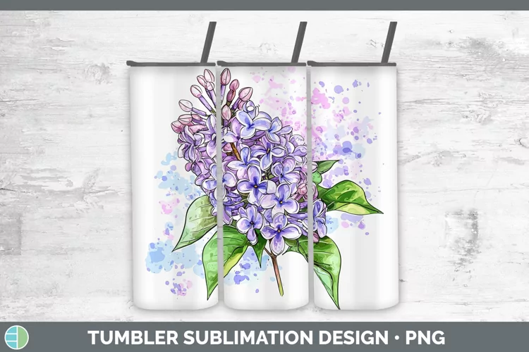 Watercolor Lilac Tumbler Sublimation 20 oz Skinny Tumbler De