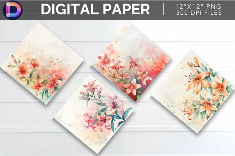 Watercolor Lily Digital Paper