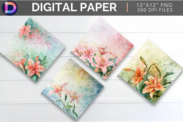 Watercolor Lily Digital Paper