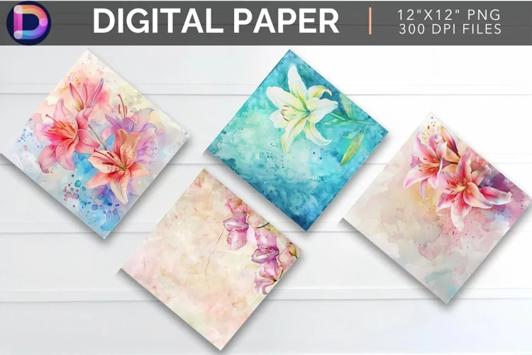 Watercolor Lily Digital Paper
