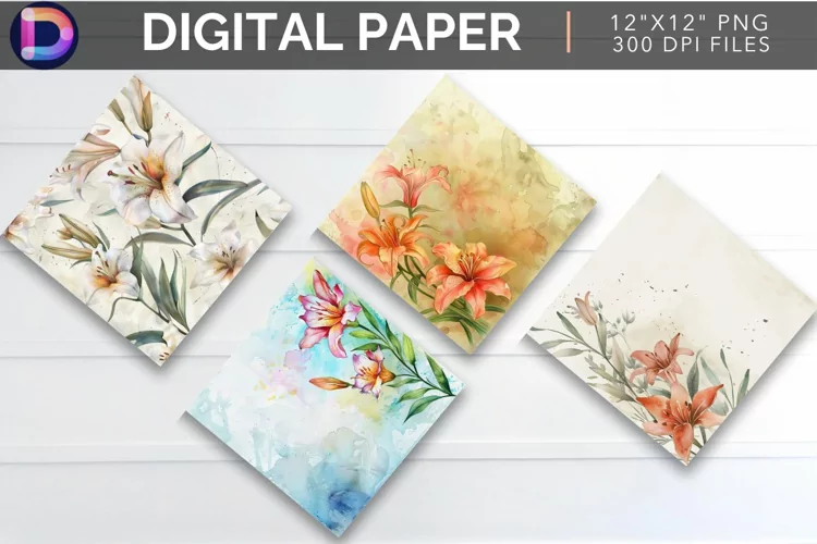 Watercolor Lily Digital Paper