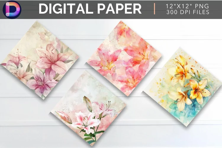 Watercolor Lily Digital Paper