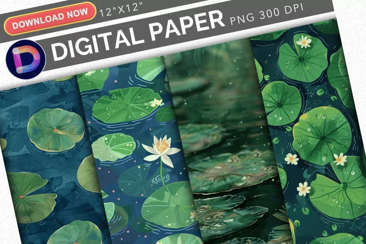 Watercolor Lily Pads Digital Paper