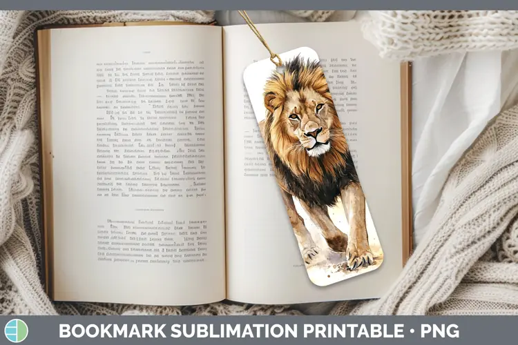 Watercolor Lion Bookmark Sublimation Printable Designs
