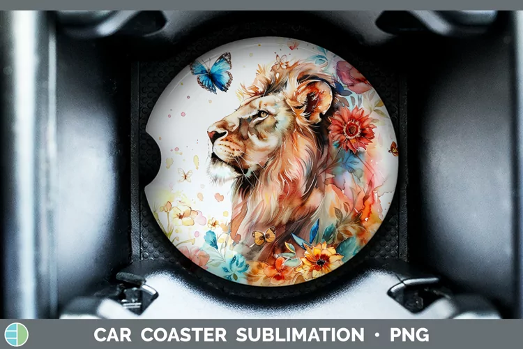Watercolor Lion Car Coaster Sublimation Coaster Designs