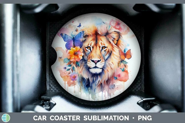Watercolor Lion Car Coaster Sublimation Coaster Designs