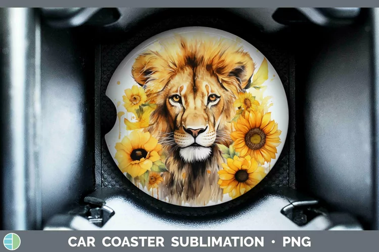 Watercolor Lion Car Coaster Sublimation Coaster Designs