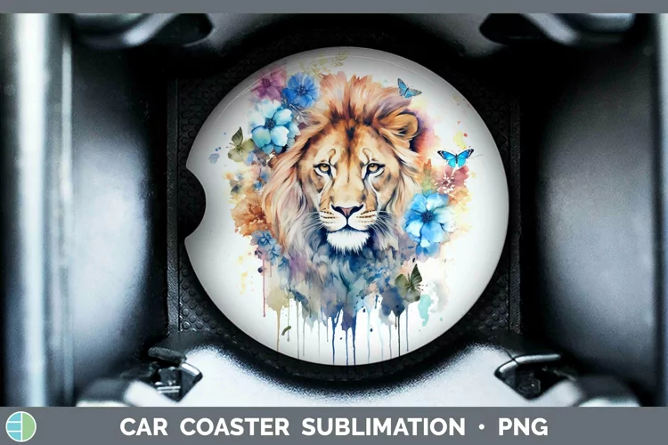 Watercolor Lion Car Coaster Sublimation Coaster Designs