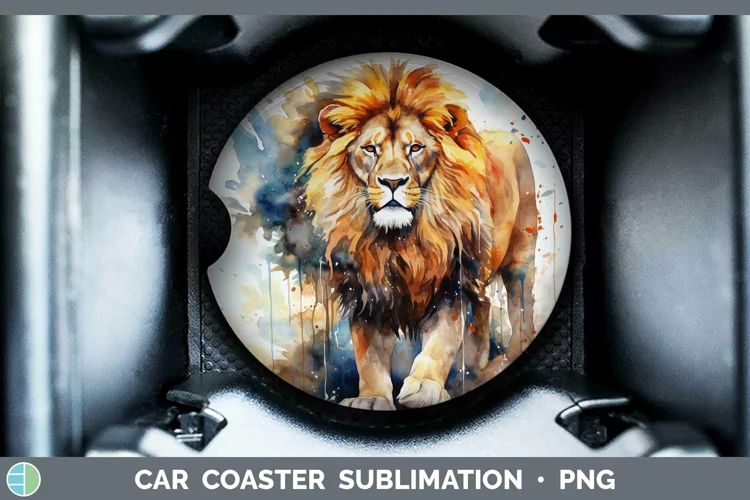 Watercolor Lion Car Coaster Sublimation Coaster Designs