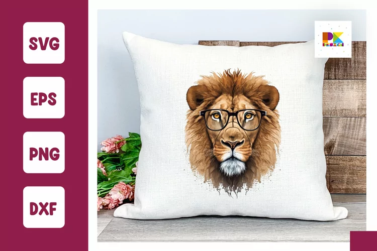 Watercolor lion face clipart
