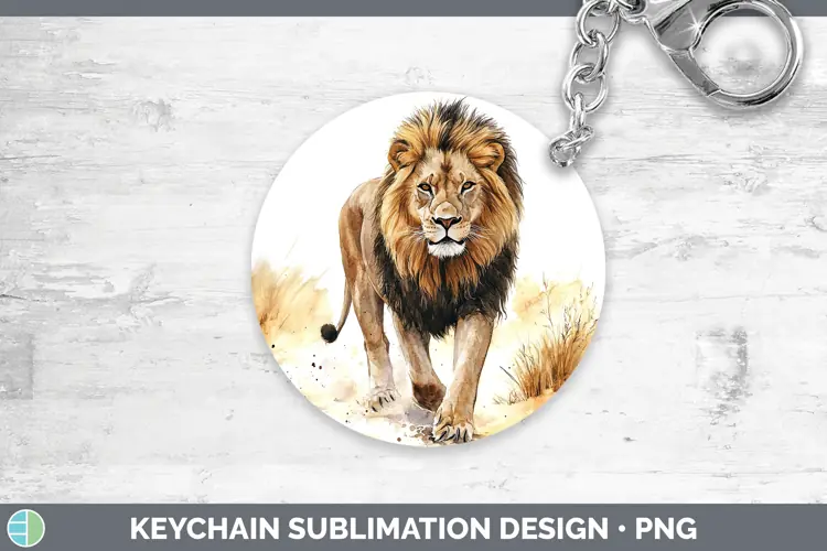 Watercolor Lion Keychain Sublimation Keyring Designs