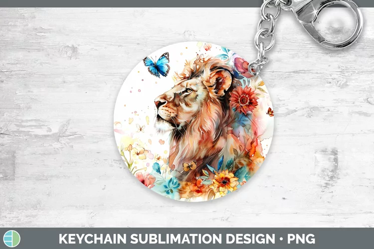 Watercolor Lion Keychain Sublimation Keyring Designs