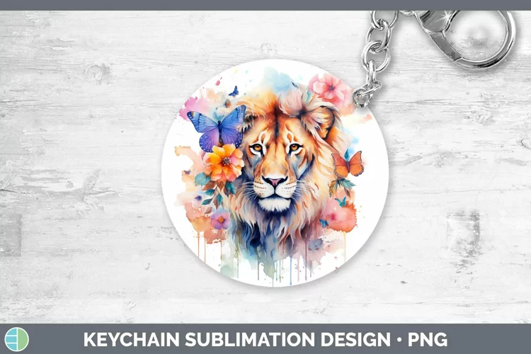 Watercolor Lion Keychain Sublimation Keyring Designs