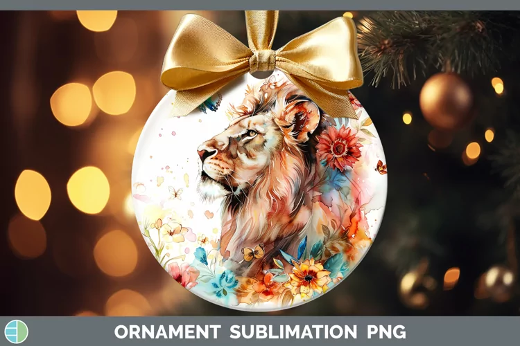 Watercolor Lion Ornament Sublimation Bauble Designs