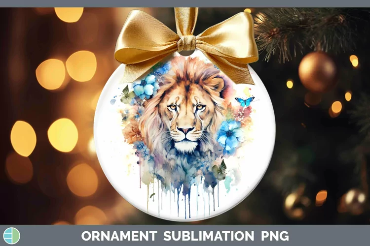 Watercolor Lion Ornament Sublimation Bauble Designs