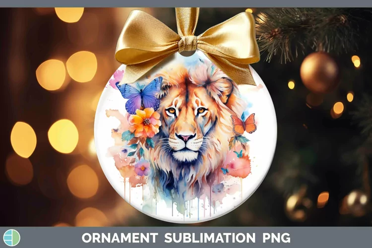 Watercolor Lion Ornament Sublimation Bauble Designs