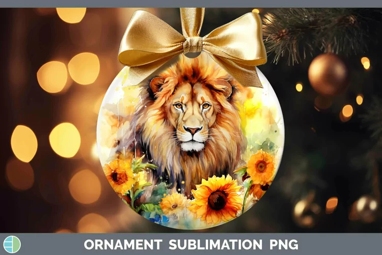 Watercolor Lion Ornament Sublimation Bauble Designs