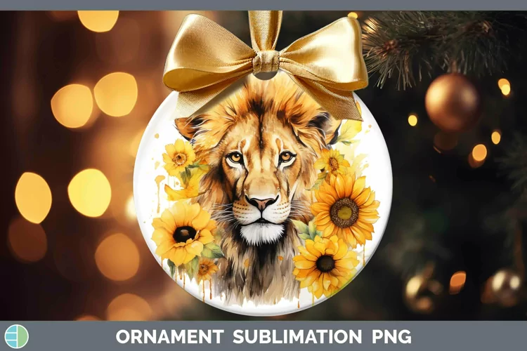 Watercolor Lion Ornament Sublimation Bauble Designs