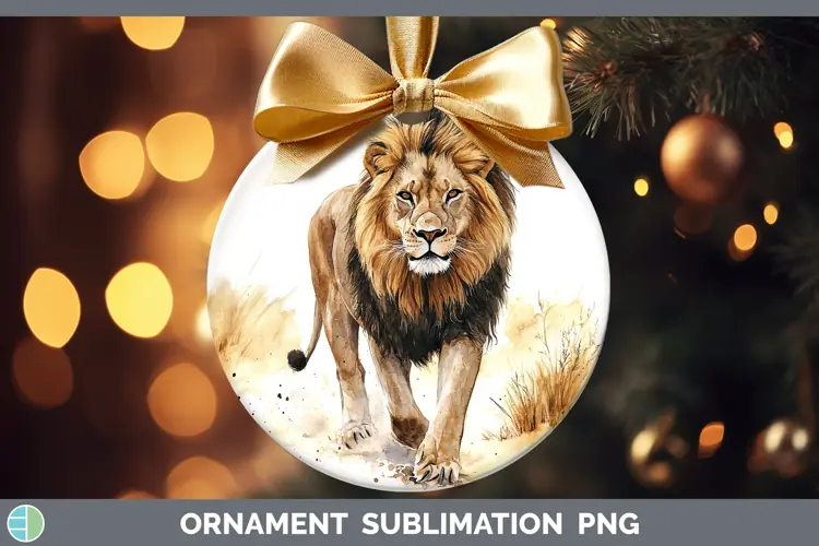 Watercolor Lion Ornament Sublimation Bauble Designs