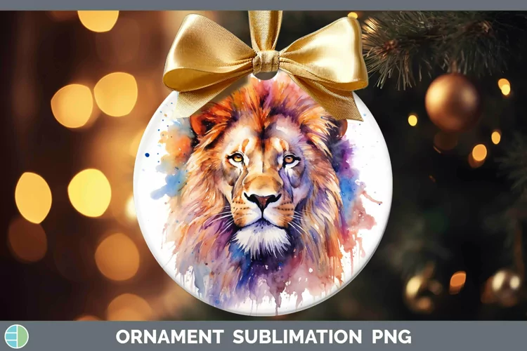 Watercolor Lion Ornament Sublimation Bauble Designs