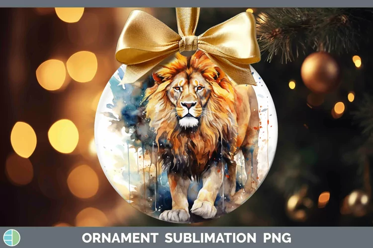 Watercolor Lion Ornament Sublimation Bauble Designs
