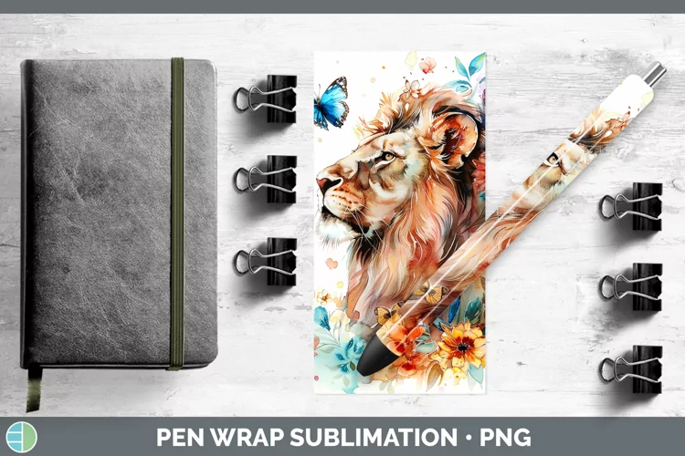 Watercolor Lion Pen Wrap Sublimation Epoxy Pen Designs