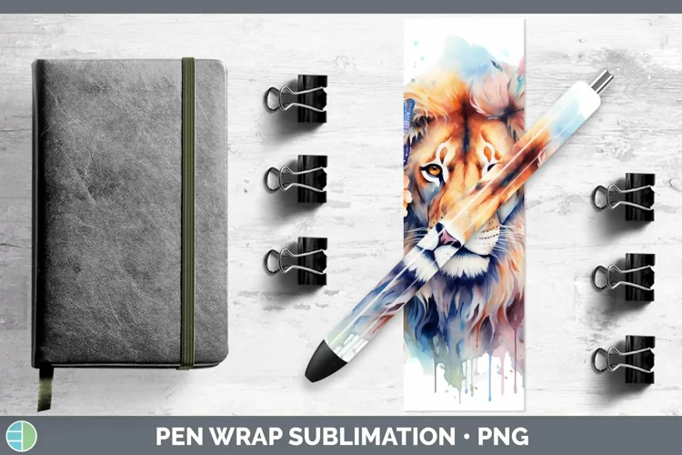 Watercolor Lion Pen Wrap Sublimation Epoxy Pen Designs
