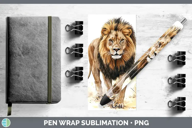 Watercolor Lion Pen Wrap Sublimation Pen Designs