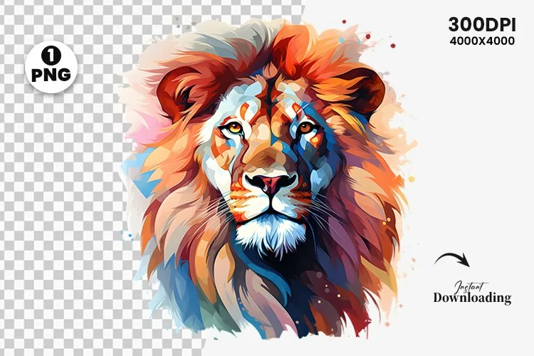 Watercolor Lion Clipart, Lion Sublimation png, Lion t-shirt