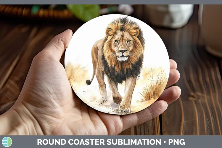 Watercolor Lion Round Coaster Sublimation Coaster Designs