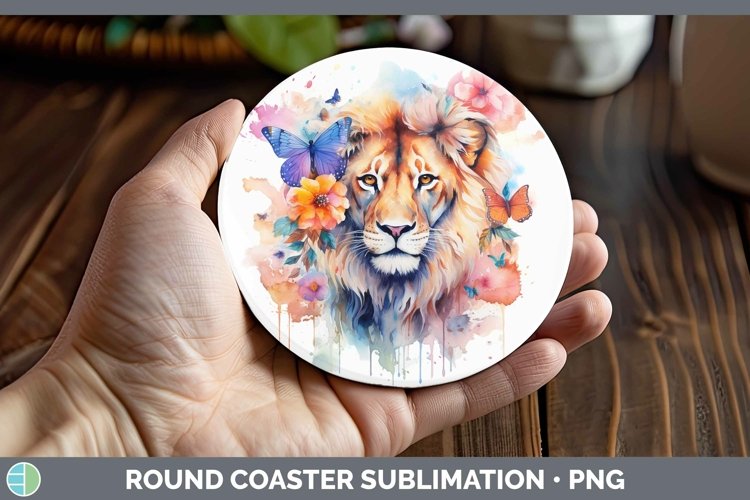 Watercolor Lion Round Coaster Sublimation Coaster Designs