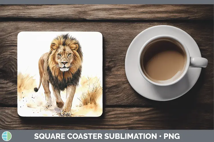 Watercolor Lion Square Coaster Sublimation Coaster Designs