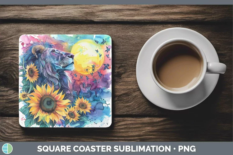 Watercolor Lion Square Coaster Sublimation Coaster Designs