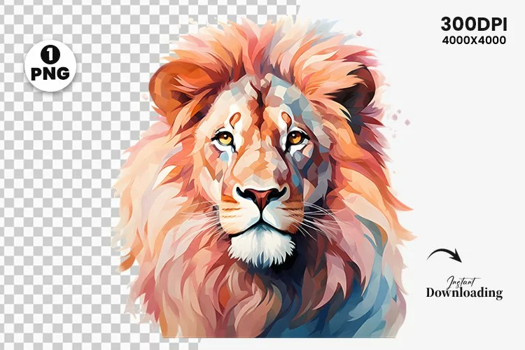 Watercolor Lion Clipart, Lion Sublimation png, Lion t-shirt